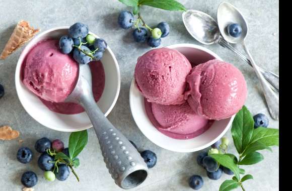 Summer Blueberry Still Life Food Ice Cream