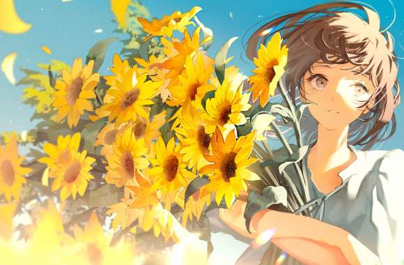 Sunflower Breeze Anime Girl