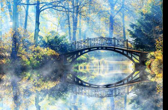 Sunlit Bridge Reflection in Nature -