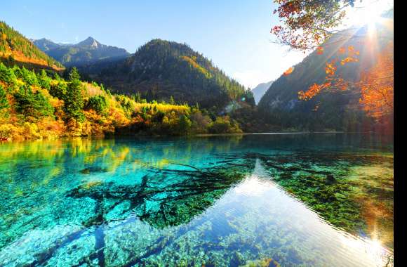 Sunlit Mountain Lake -