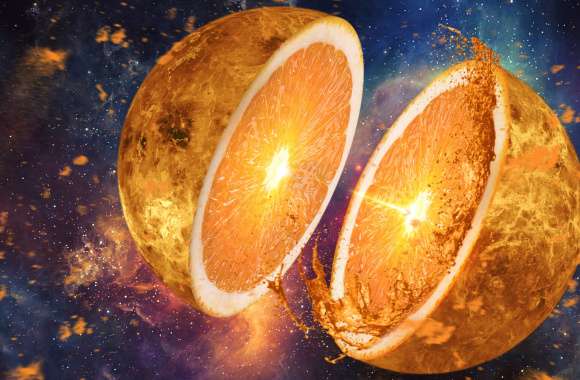 Surreal Space Orange Planet -