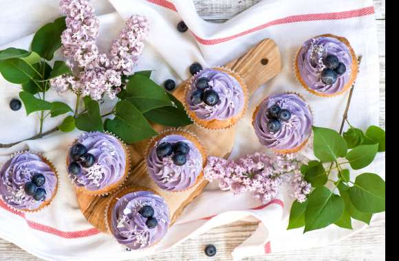 Sweets Dessert Lilac Blueberry Food Cupcake