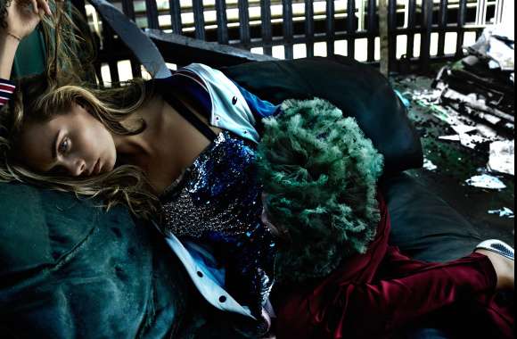 Tattoo Blue Eyes Blonde Lying Down Dress British Actress Model Celebrity Cara Delevingne