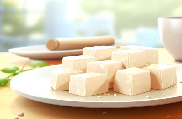 Tofu Illustration Food Wallpaper