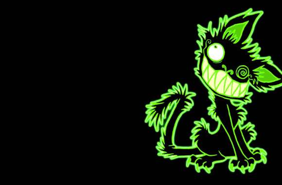 Toxic Green Black Cat Animal Artistic Wallpaper