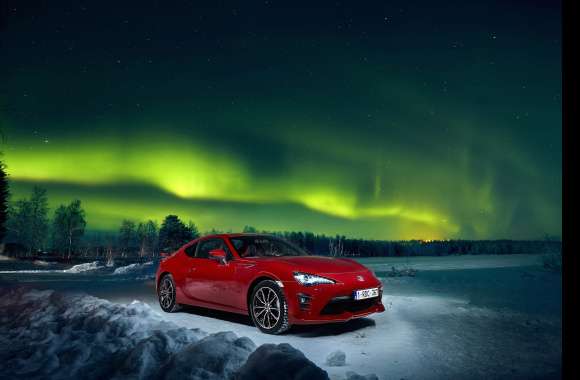 Toyota 86 Under Aurora Borealis -