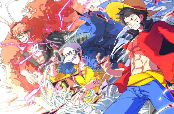 Trafalgar Law Eustass Kid Monkey D. Luffy Anime One Piece
