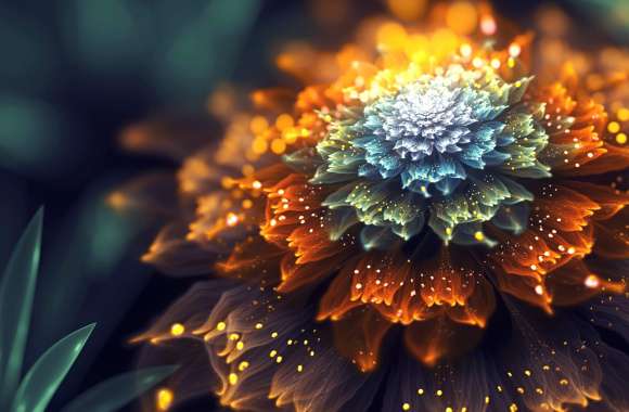 Trippy Orange Fractal Flower