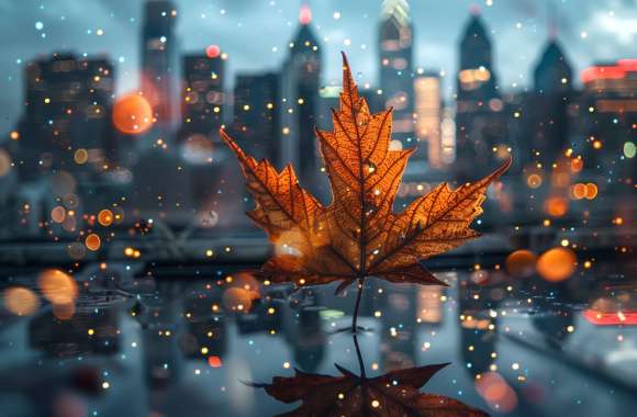 Urban Autumn Leaf & City