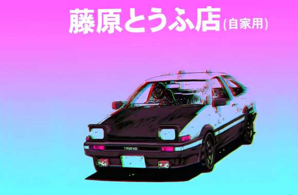 Vaporwave Dreams Initial D Featuring Stylish Vehicles