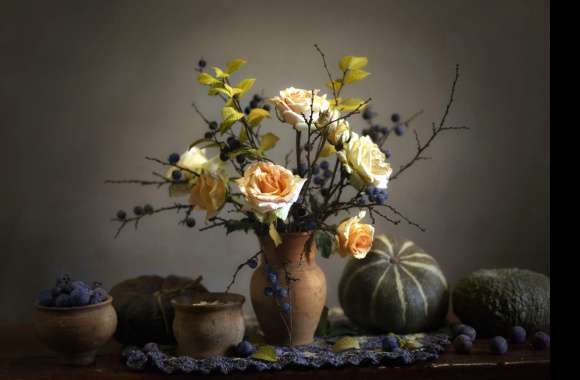 Vase Pumpkin Bouquet Flower Photography Still Life