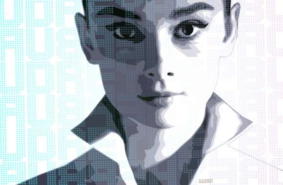 Vector Portrait Face Actress Celebrity Audrey Hepburn