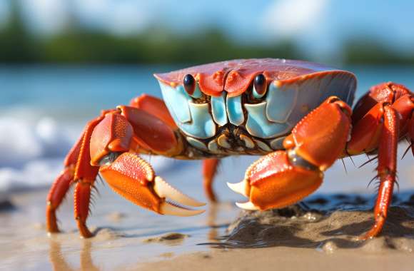 Vibrant Beach Crab HD Desktop Wallpaper wallpapers hd quality