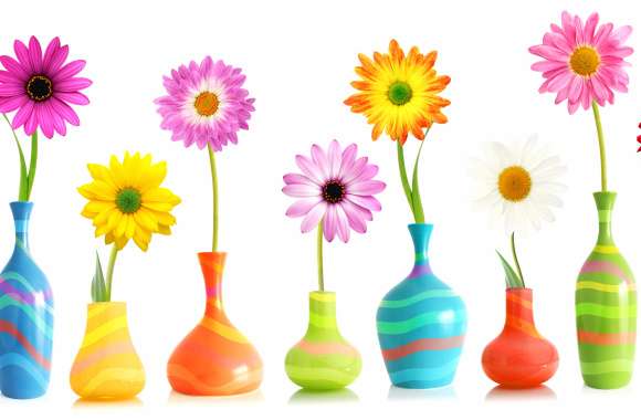 Vibrant Florals in Vases - wallpapers hd quality