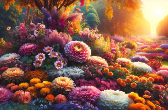 Vibrant Flower Garden – Lush Floral Paradise Background