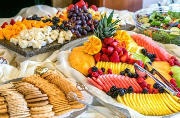 Vibrant Fruit Salad and Cheese Platter