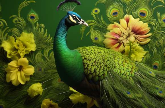 Vibrant Peacock and Floral Artistry