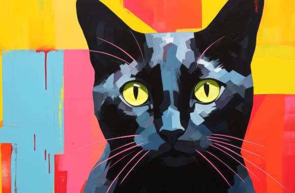 Vibrant Pop Art Black Cat wallpapers hd quality