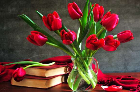 Vibrant Red Tulips A Stunning Still Life