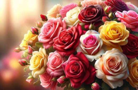 Vibrant Rose Bouquet wallpapers hd quality