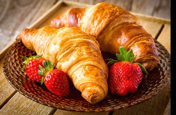 Viennoiserie Strawberry Breakfast Food Croissant 8k Ultra