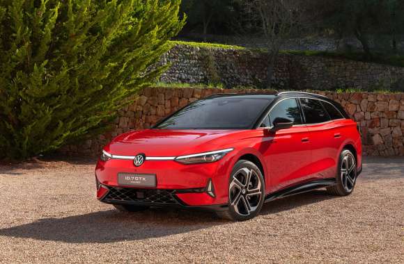 Volkswagen ID.7 GTX Tourer – Sleek Red Electric Car Background