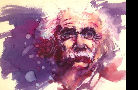 Watercolor Painting Celebrity Albert Einstein