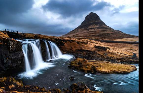 Waterfall Kirkjufoss Nature Kirkjufell wallpapers hd quality