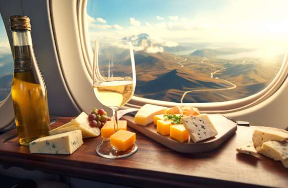 White Wine With Cheese In The Air Wallpaper