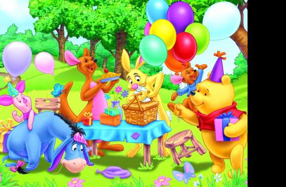 Winnie the Pooh and Friends HD Party Wallpaper