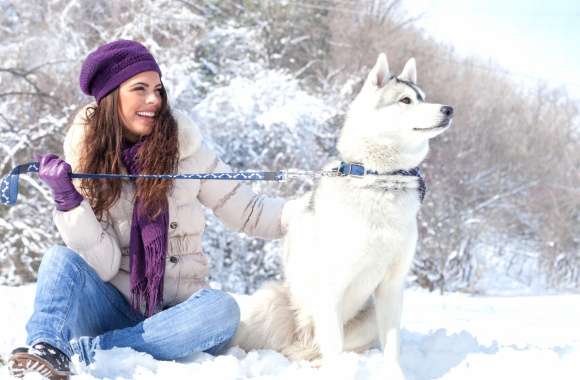 Winter Bliss with Husky -