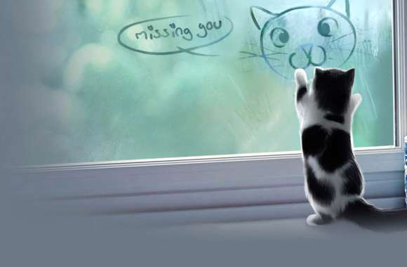 Yearning Kitten at Window