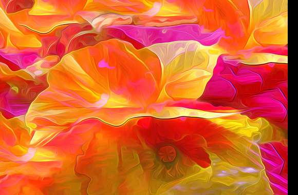 Yellow Red Orange (Color) Flower Artistic Painting
