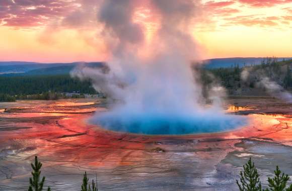 Yellowstone Hot Spring Grand Prismatic Spring Nature