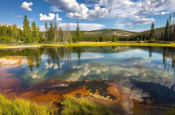 Yellowstone Lake Landscape - Pristine Nature