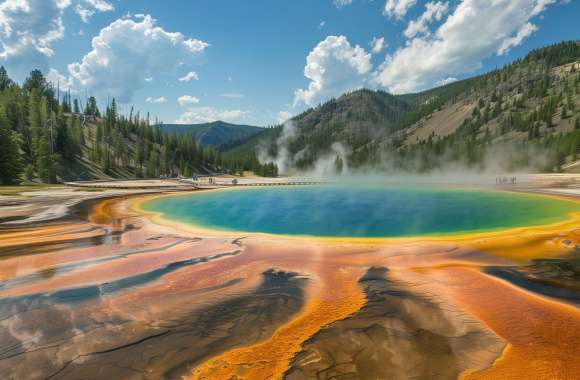 Yellowstone National Park Prismatic Spring wallpapers hd quality