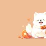 Halloween Puppy with Pumpkins background