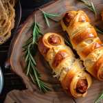 Savory Delights Indulge in Pigs in a Blanket background