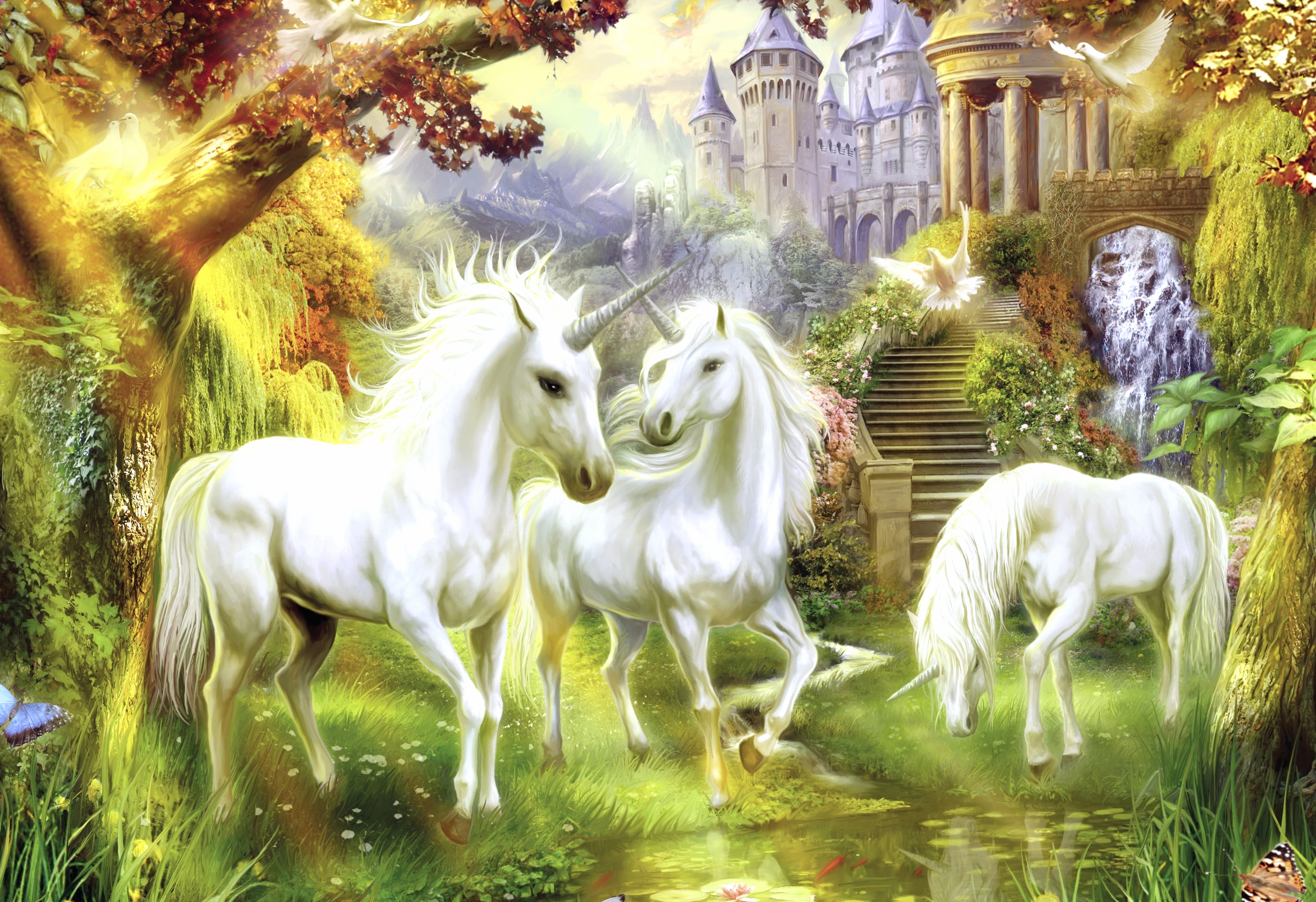 4K Fantasy Enchanted Unicorns Wallpaper wallpapers HD quality