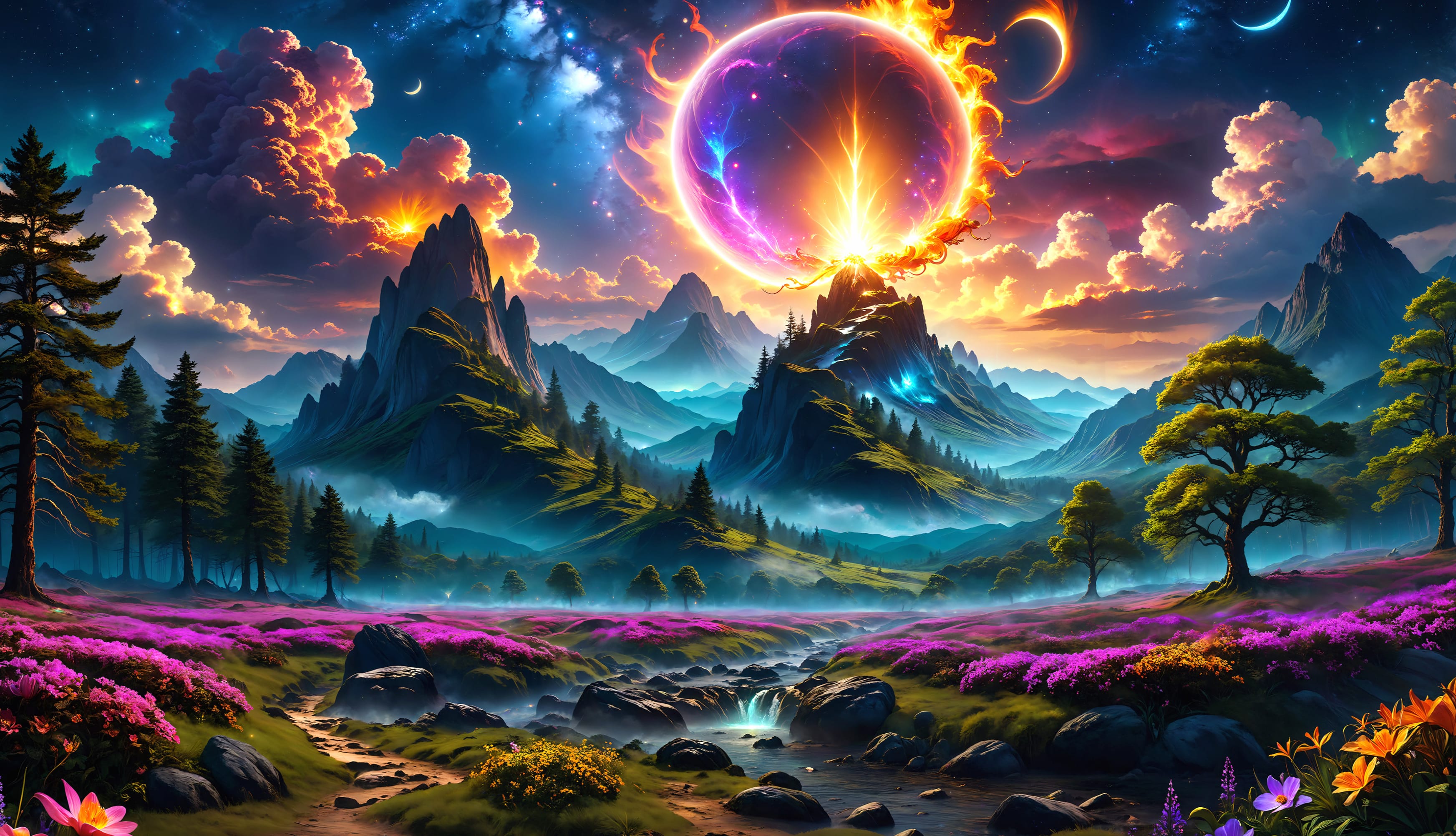 4K Ultra HD Fantasy Mountain Sky wallpapers HD quality