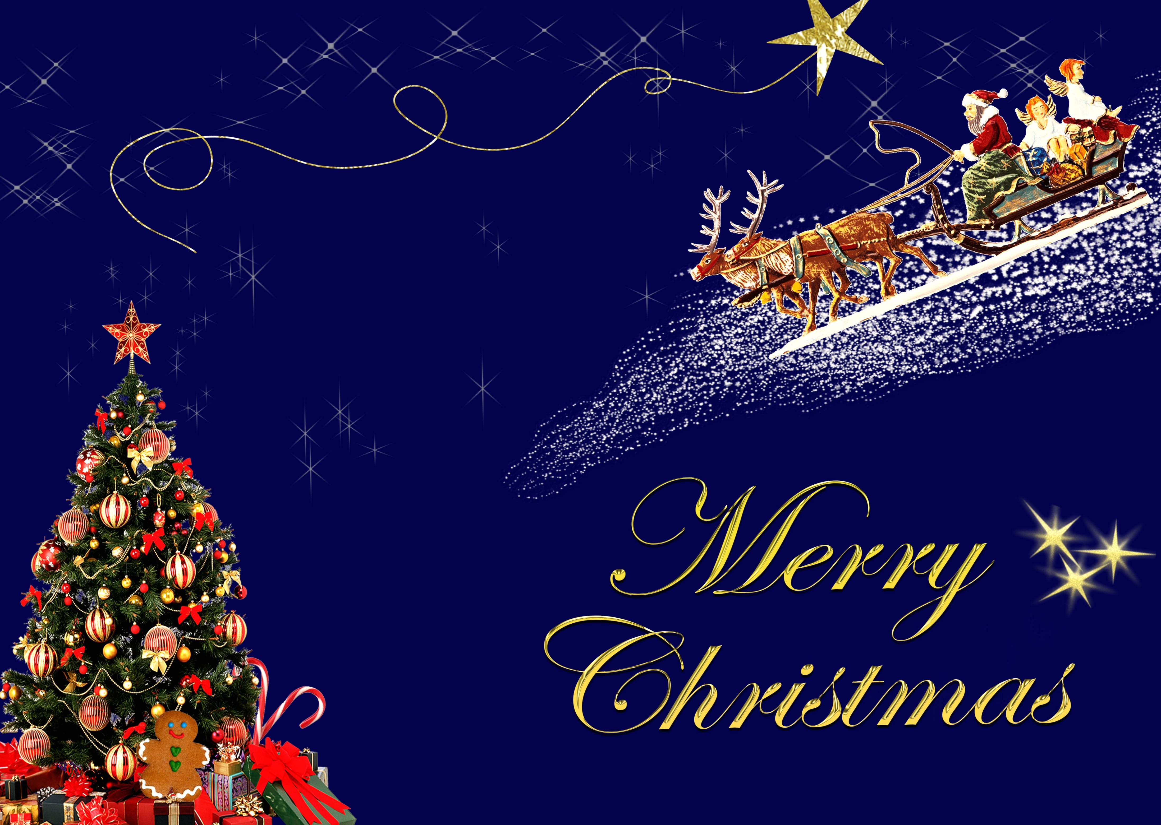 4K Ultra HD Merry Christmas Starry Night Wallpaper at 1280 x 720 HD size wallpapers HD quality