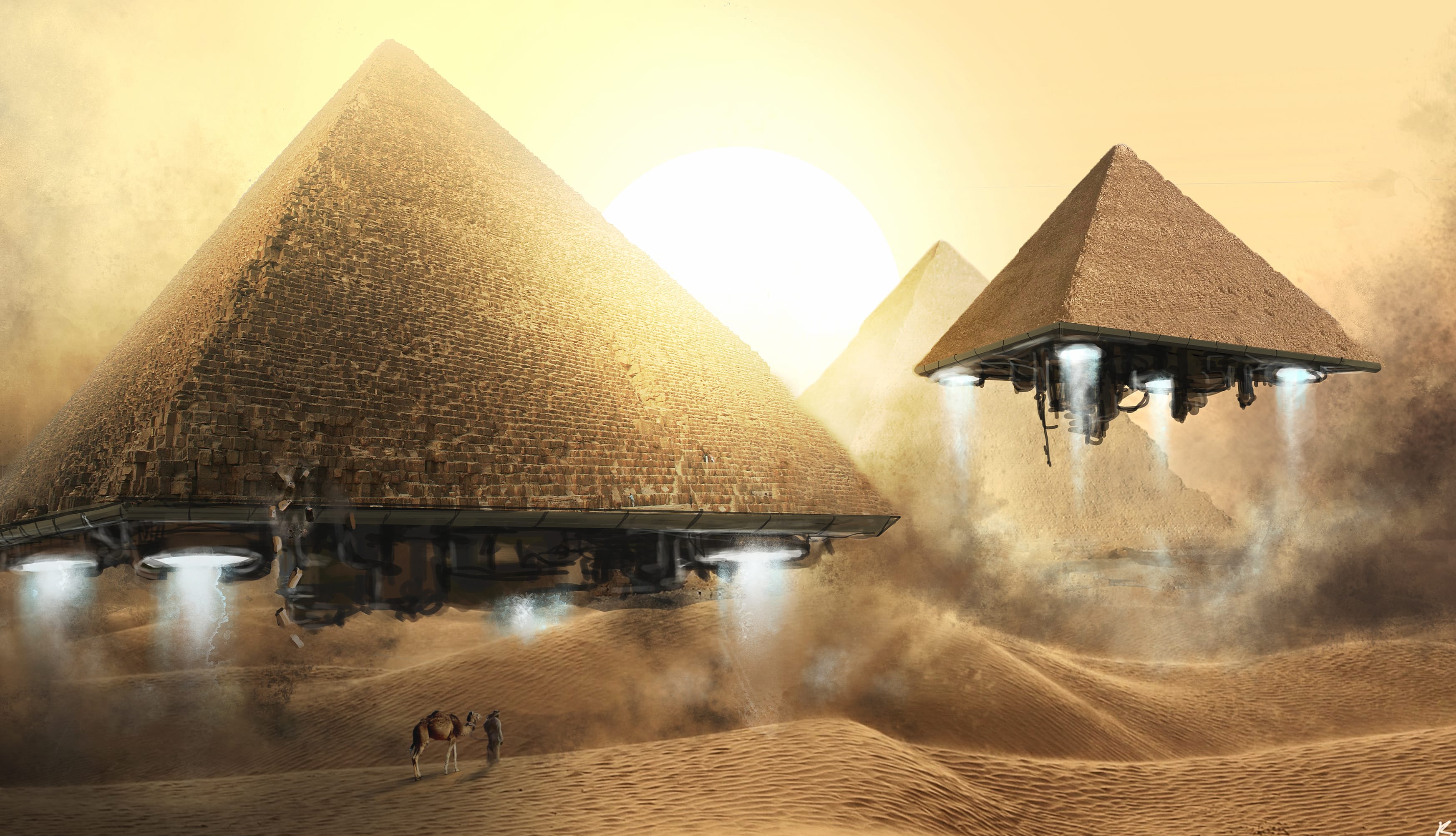 4K Ultra HD Sci-Fi Egyptian Desert Pyramids wallpapers HD quality