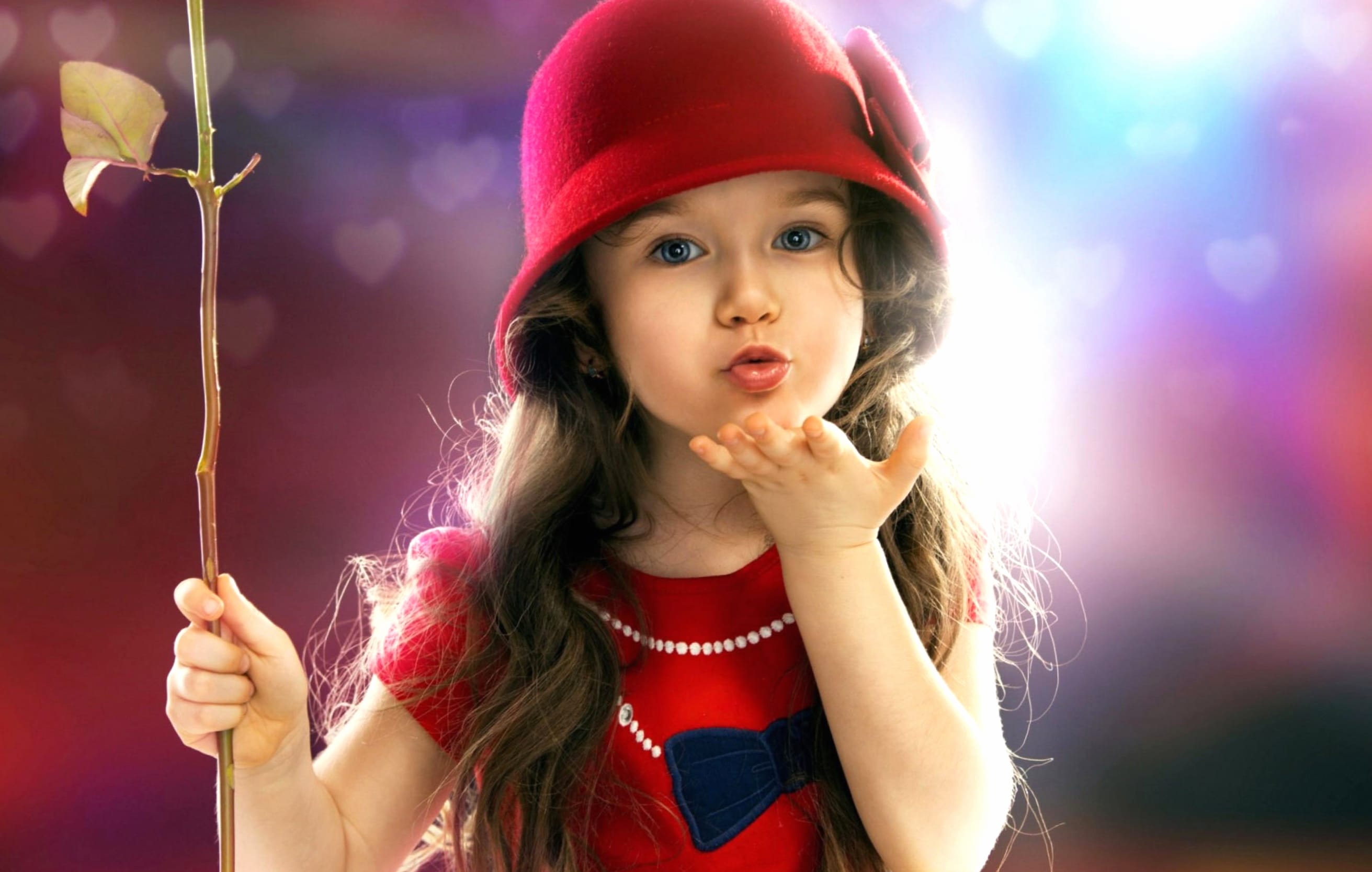 Adorable Girl in Red Hat - wallpapers HD quality