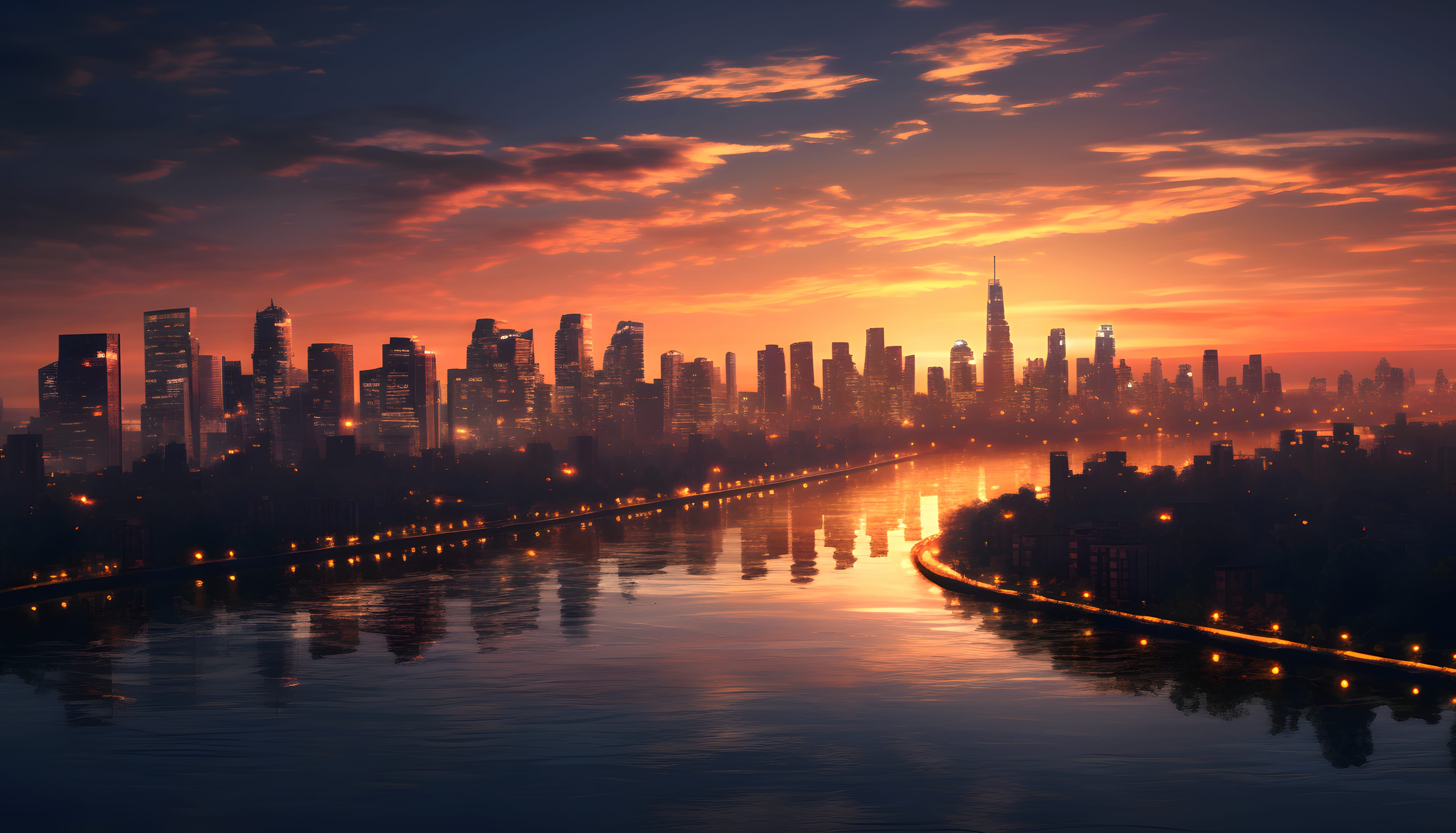 Aesthetic cityscape at 1366 x 768 HD size wallpapers HD quality