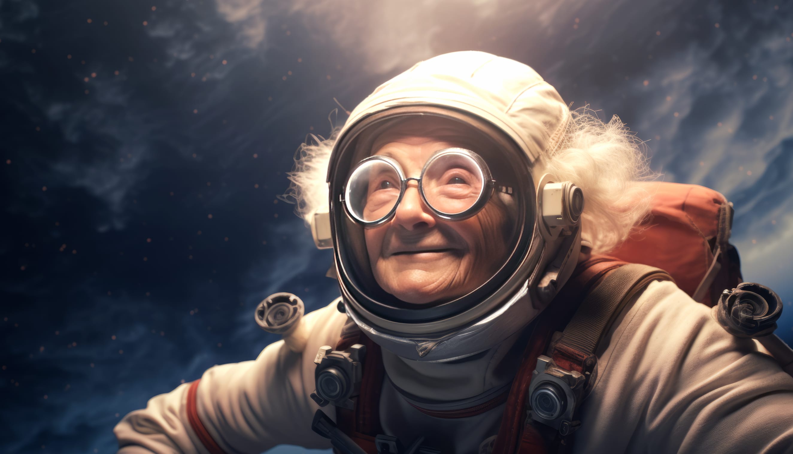 AI-Generated Astronaut Grandmother at 1600 x 900 HD size wallpapers HD quality