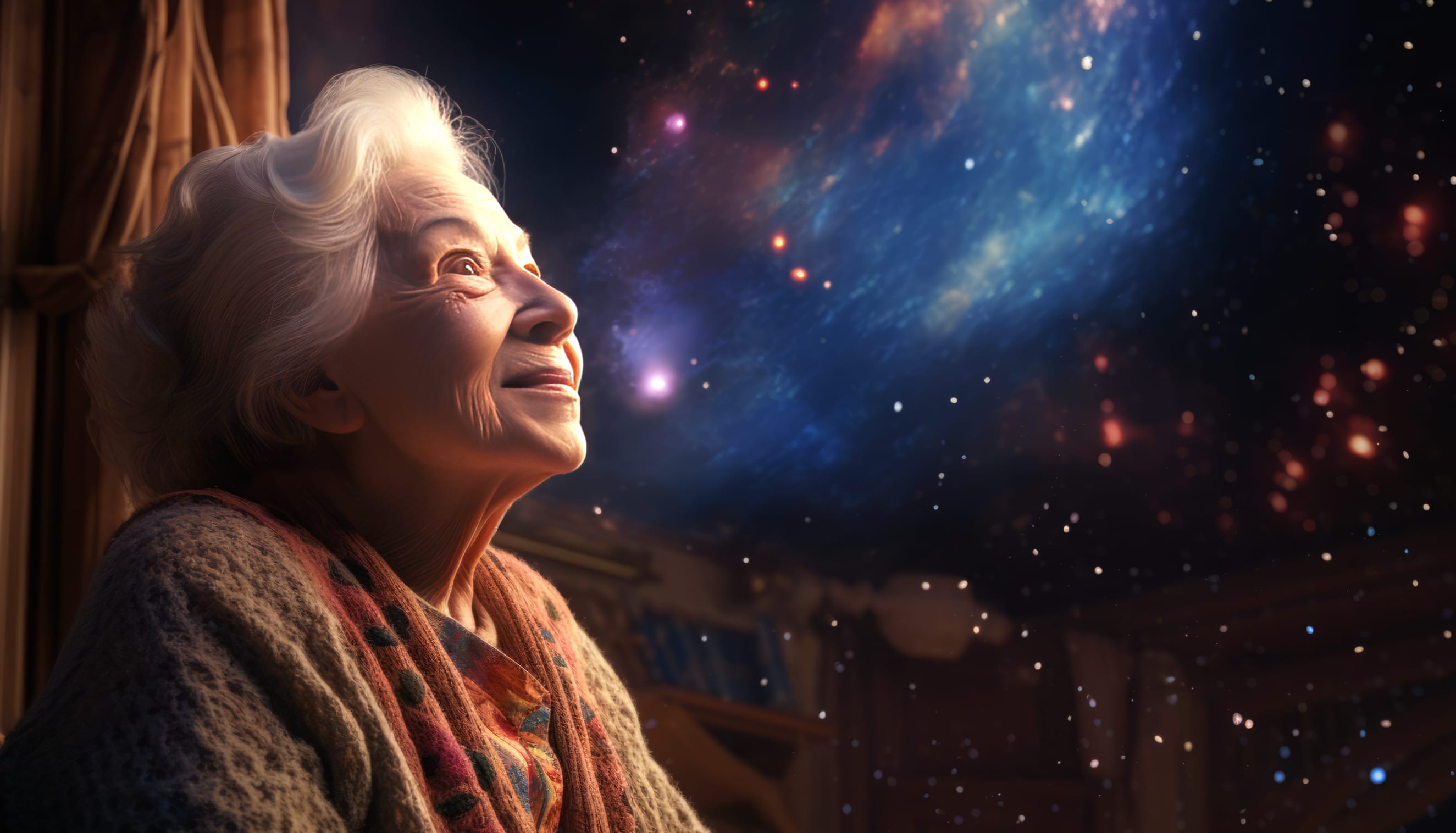 AI-Generated Cosmic Dreaming Grandmother wallpapers HD quality