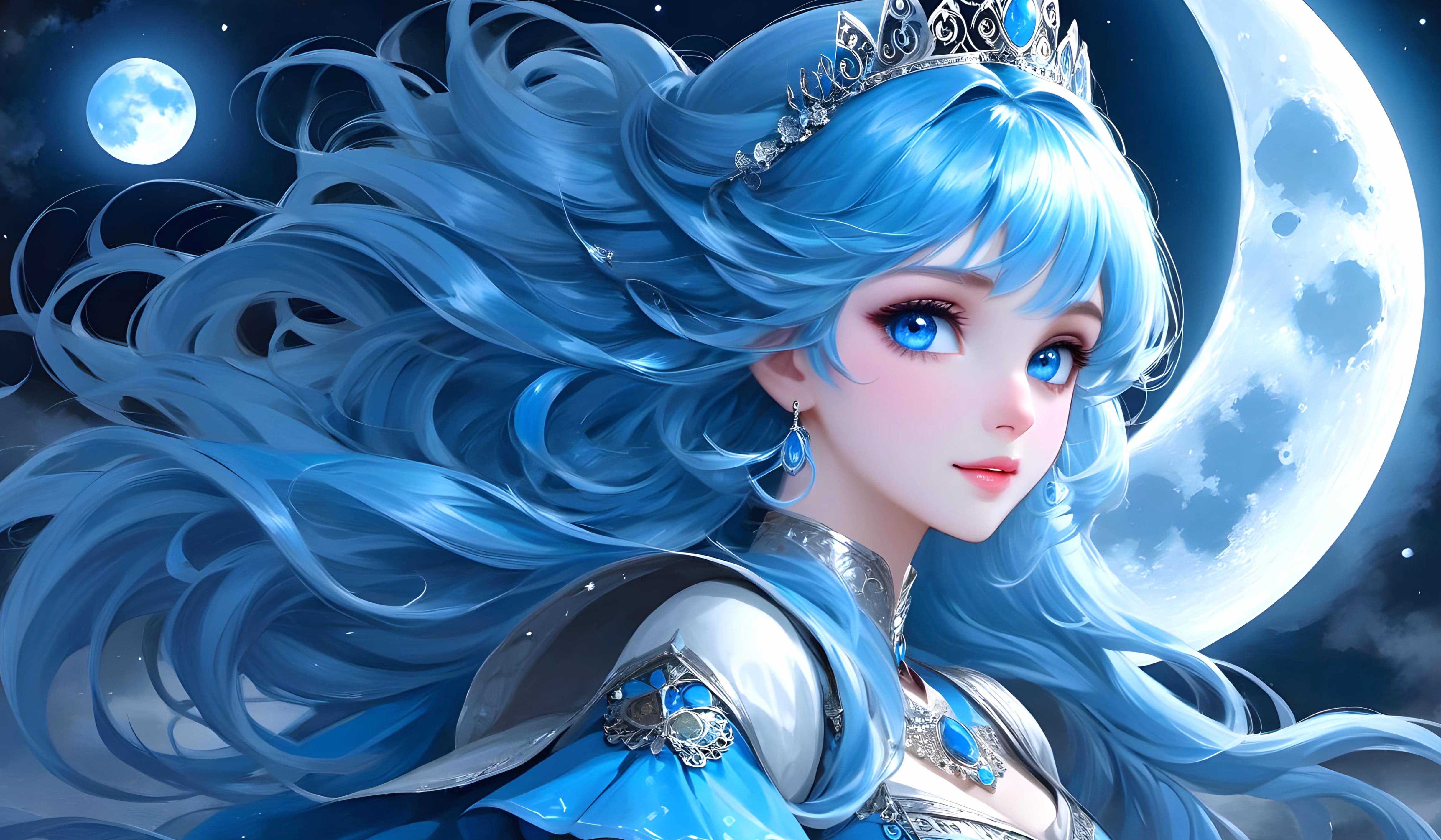 AI Art Anime Girl Moon Night Fantasy Anime Girl wallpapers HD quality