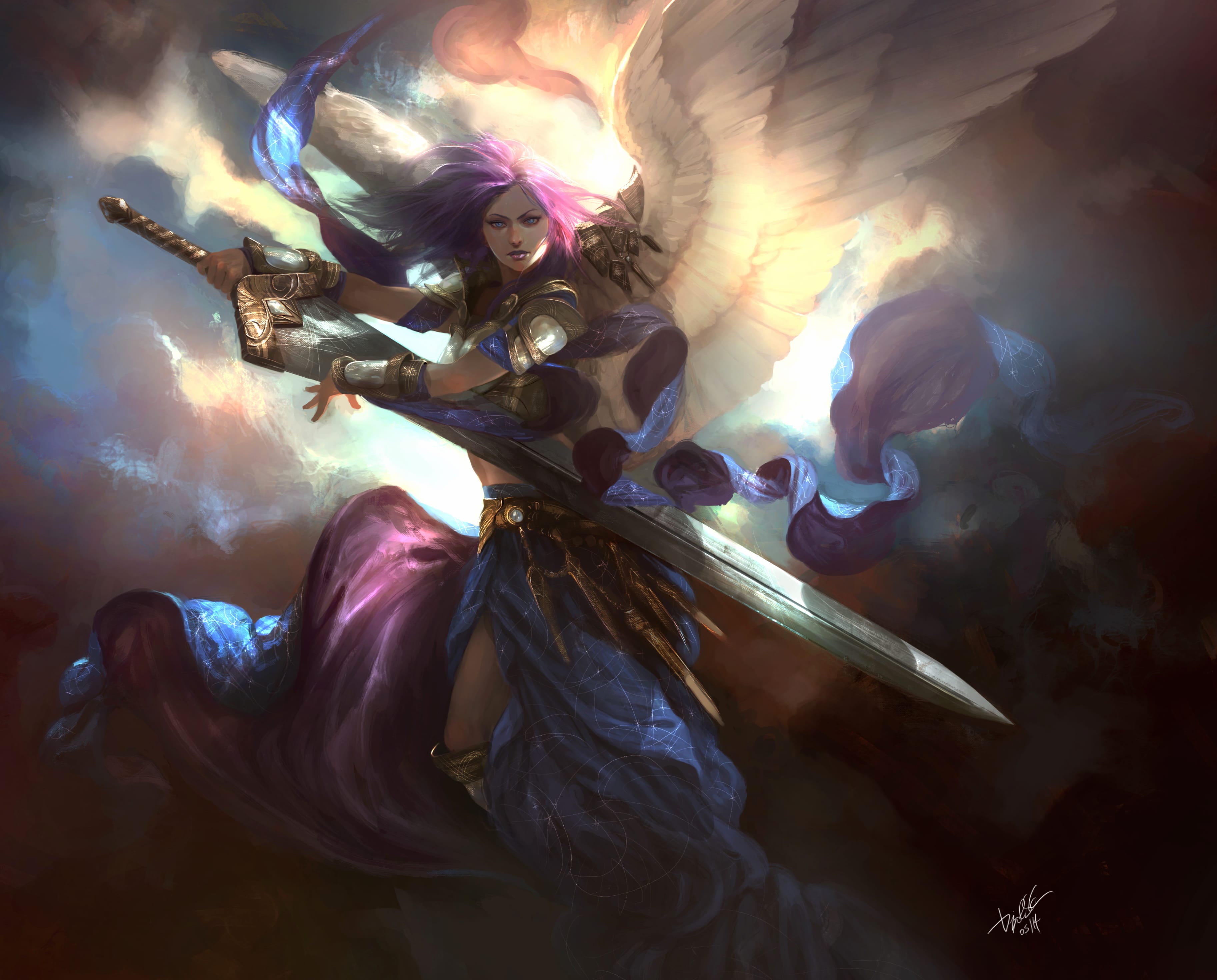 Angel Warrior in Battle - HD Fantasy Wallpaper at 2560 x 1440 HD size wallpapers HD quality