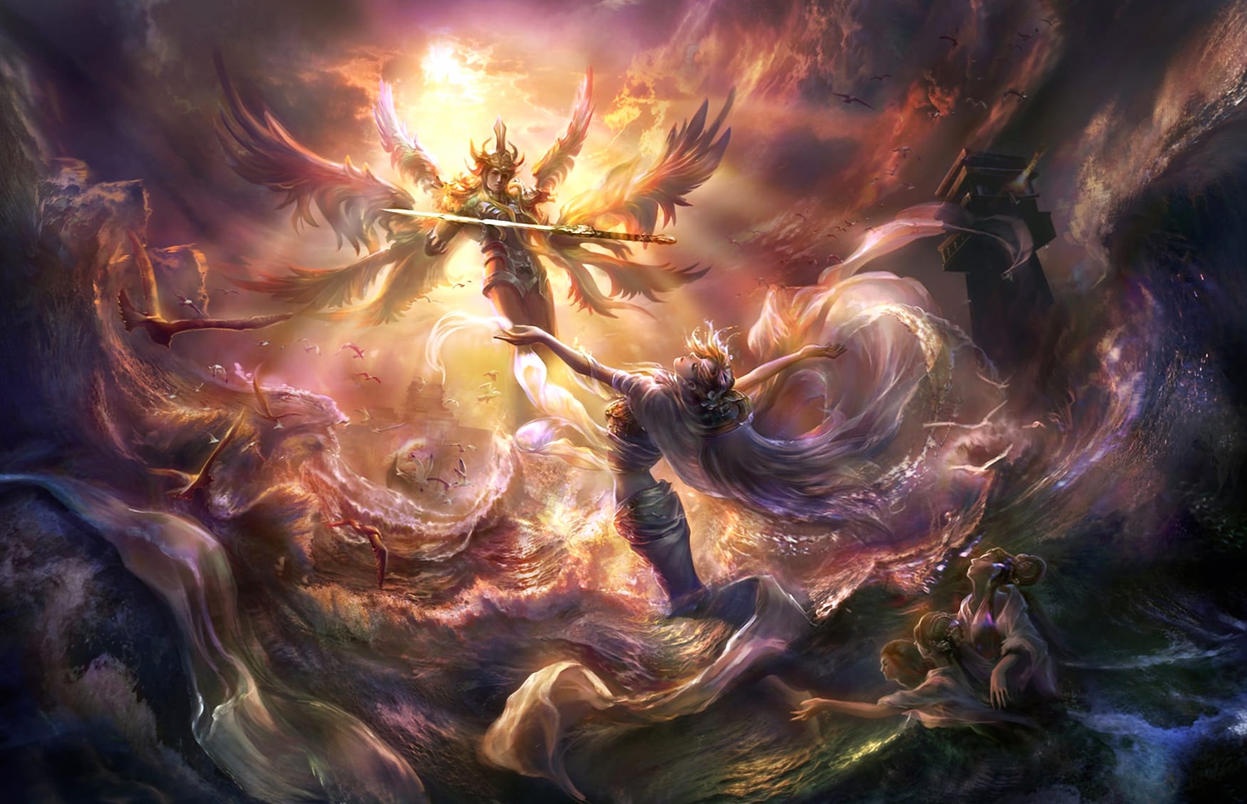 Angel Warrior in the Sky - Fantasy wallpapers HD quality