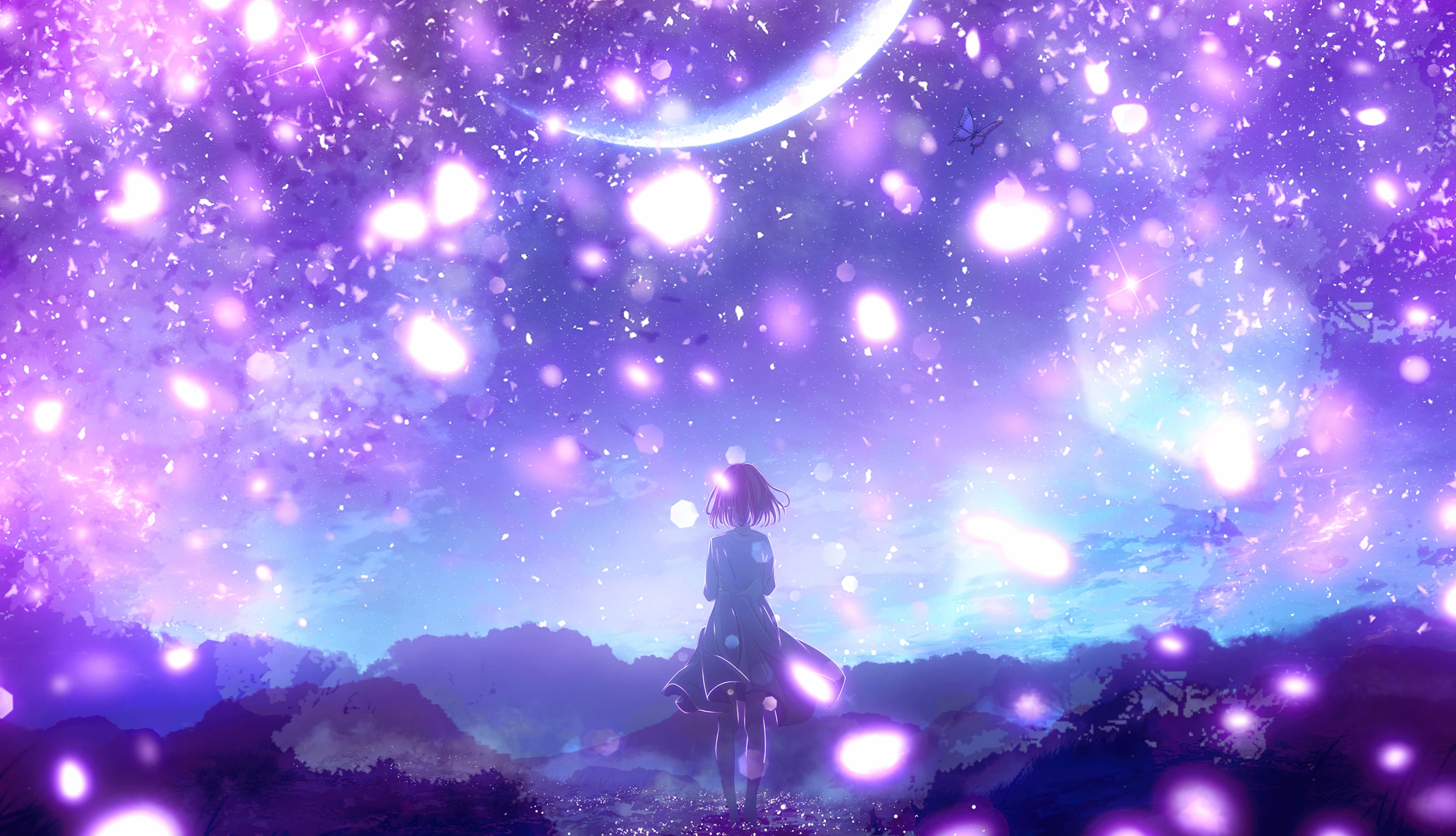 Anime girl Purple aesthetic wallpapers HD quality